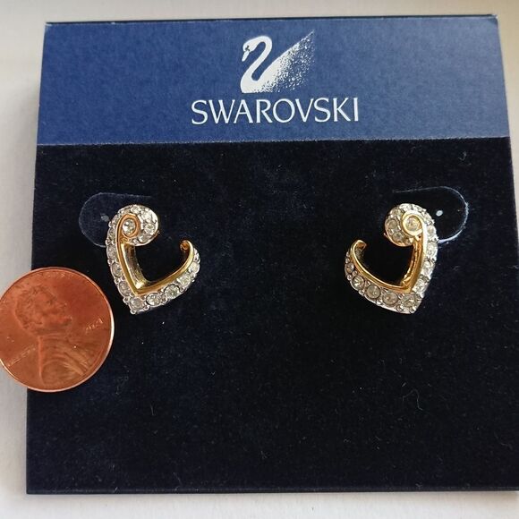 Swarovski gold tone open heart earrings - Picture 1 of 5